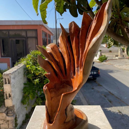 Woodcarving artwork from natural eucalyptus wood