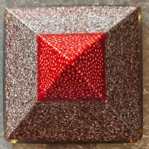 Orgonite medium pyramid ALU-COPPER with gold-plated MWO antenna