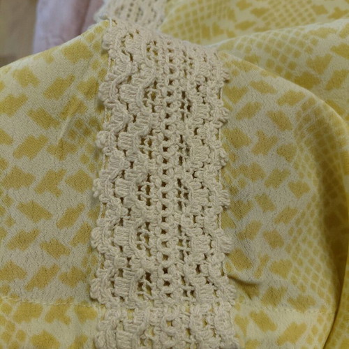 Hoss Intropia Wide-Leg Pants New, Yellow Viscose and Lace S/M 36