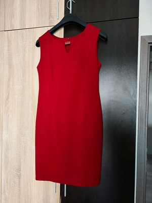 Red elastic midi dress like new, size L