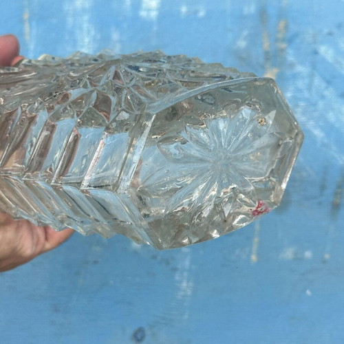 Vintage Crystal Whiskey Decanter with Stopper used, heavy cut glass