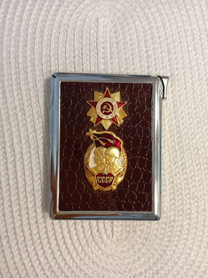 Metal cigarette case vintage with Soviet symbols, new