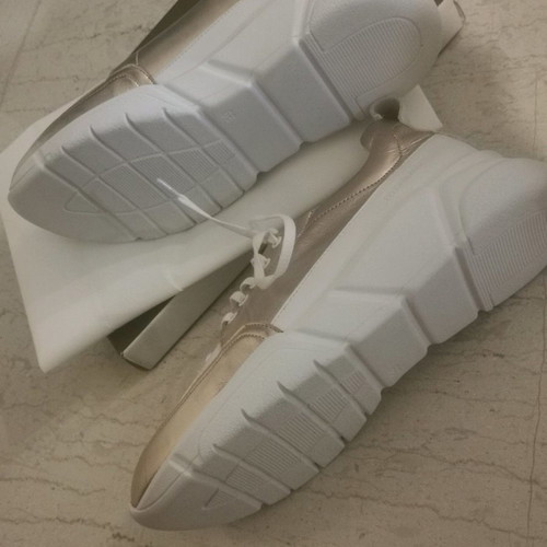 Fenomilano women's sneakers new, white with gold/pink, size 39