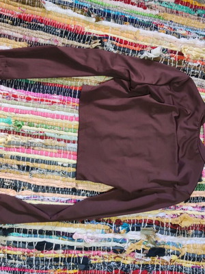 Brown short long-sleeve Shein shirt used with sleeve tear