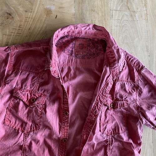Rick Owens men's shirt short sleeve pink red like new, size L