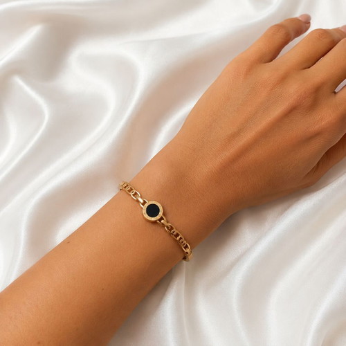 Steel bracelet rose gold with enamel and easy clasp new