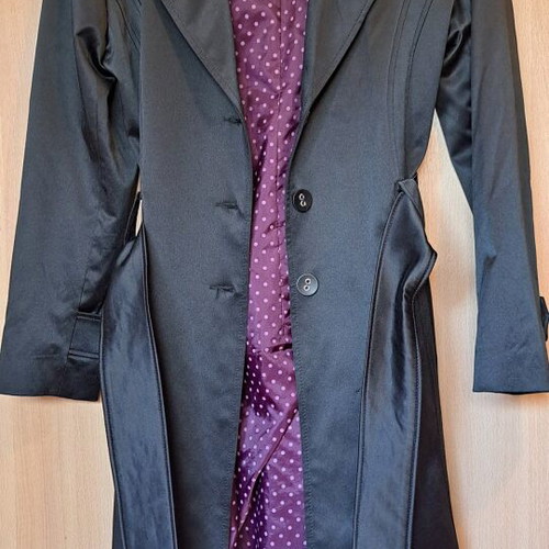 Ysatis satin trench coat like new, black, size 3