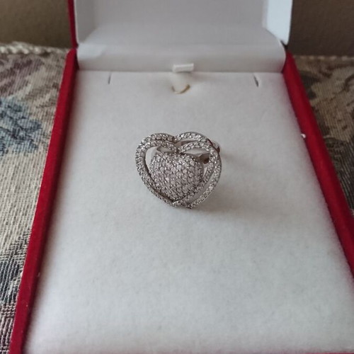 Silver ring heart-shaped like new