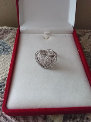 Silver ring heart-shaped like new