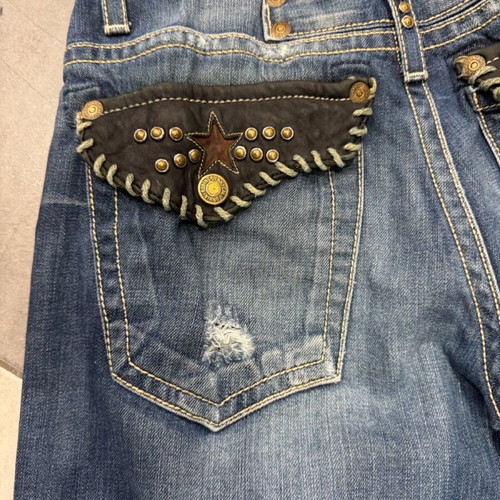 Robin’s Jeans denim pants used, handmade, blue