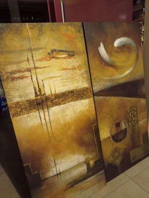 Κάδρο Δίπτυχο Μεταχειρισμένο Με Ανάγλυφα Χρυσά Κομματάκια