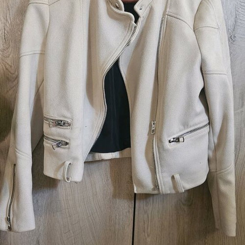 Women's suede jacket used, size large, beige Zara