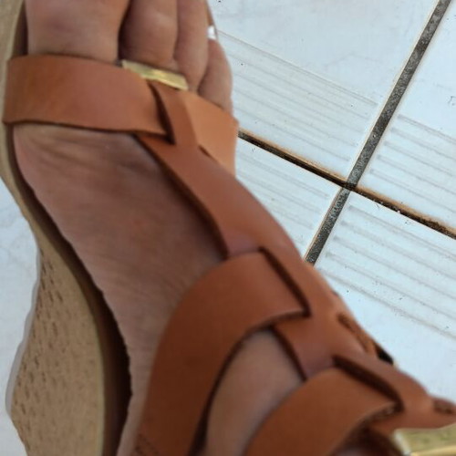 Bozikis leather platform sandals size 38, 10 cm heel, like new