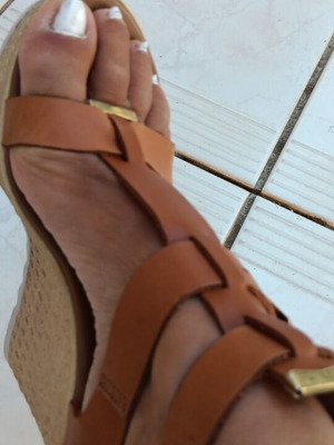Bozikis leather platform sandals size 38, 10 cm heel, like new