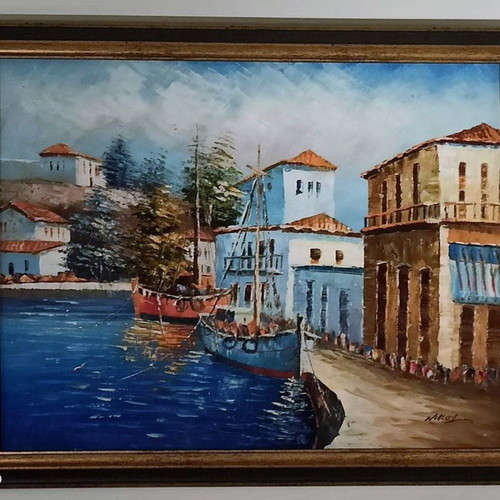 Nikou (Limanaki) painting on canvas with frame new