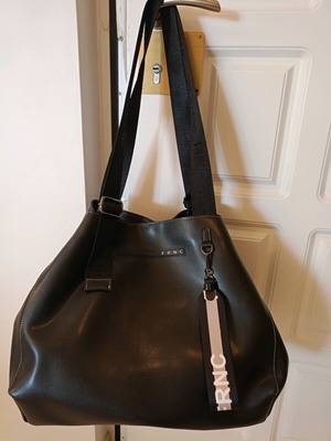 Frnc large shoulder bag like new, black with adjustable strap