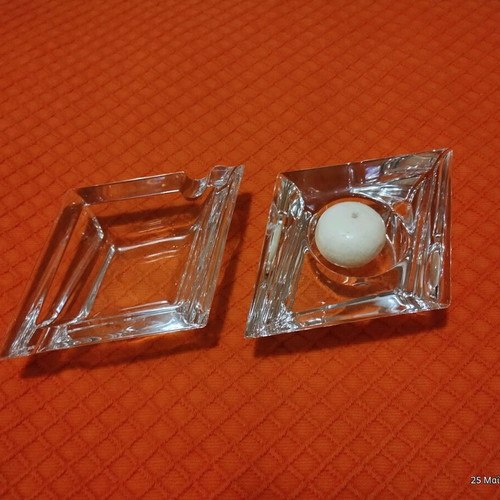 Crystal set ashtray and candle holder like new