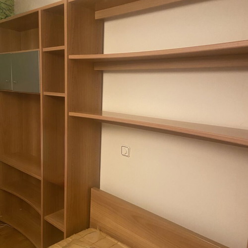 Bed and bookshelf set