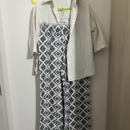 Summer cotton set white and blue, new