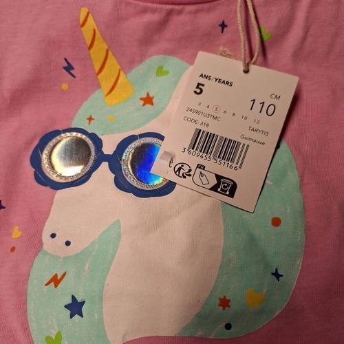Du pareil au meme pink denim skirt and top set, age 5
