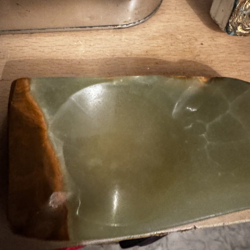 Onyx set ashtray and lighter like new with green design