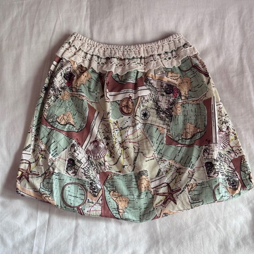 Vintage Map Strapless Top like new, size S, handmade