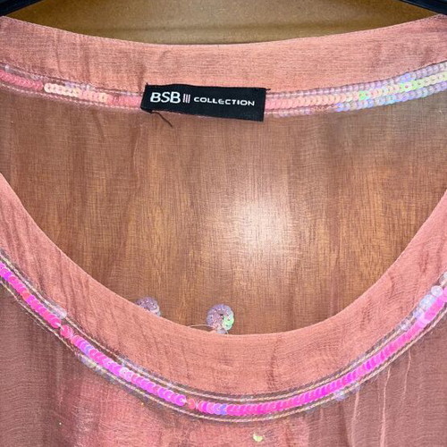 BSB pink organza poncho like new vintage with butterflies