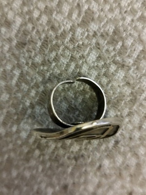 Ring used large adjustable size gray silver