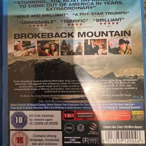 Brokeback Mountain Blu-Ray used, English only, excellent condition