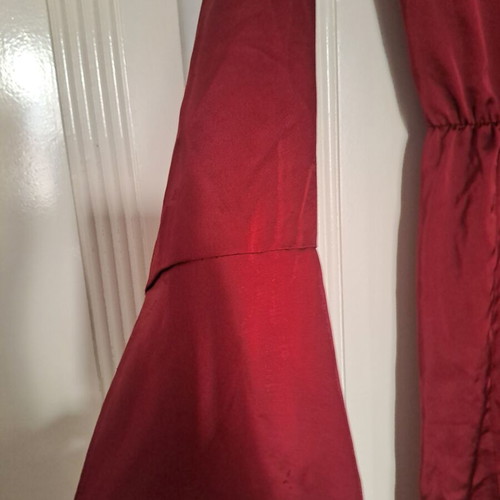 Satin dress burgundy with long bell sleeves, like new
