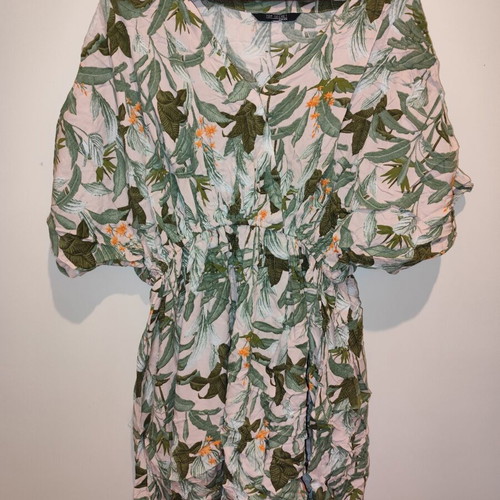 Printed dress size XXL used, light powder pink fabric