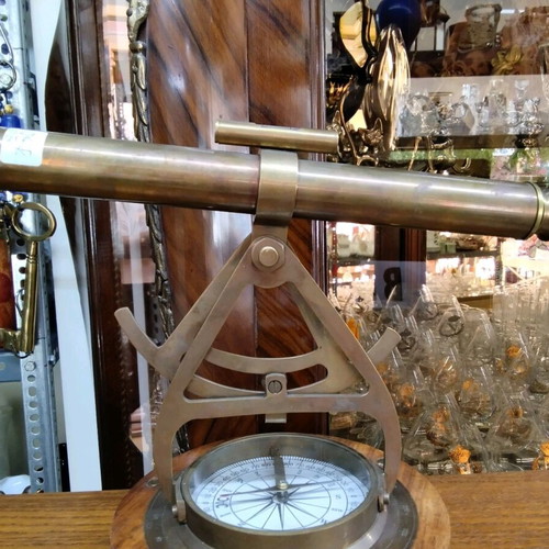 Antique brass telescope with compass like new