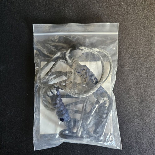 Keychains with straps, set of 3, grey and blue