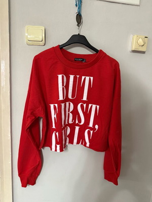 Bershka sweatshirt new red with message size M