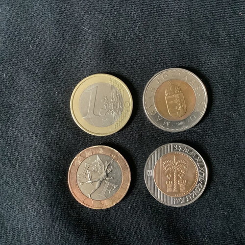 Bimetallic coins used, pack of 12 from around the world