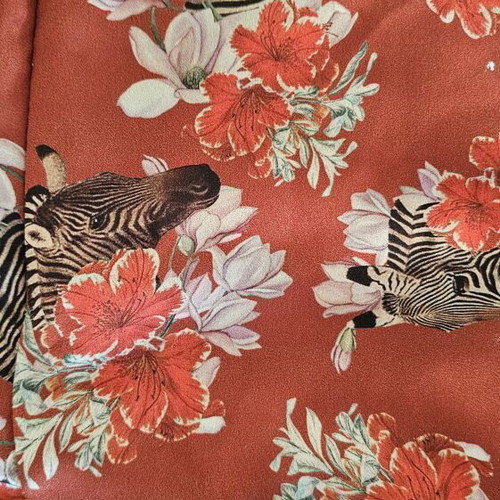 Cocktail midi dress Milkwhite like new, red animal print satin