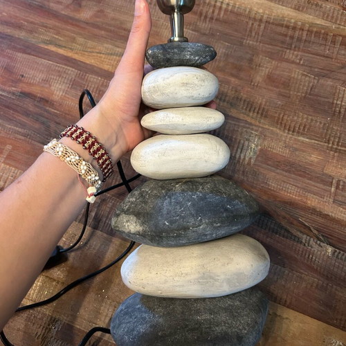Table lamp ceramic with stacked pebble base, like new