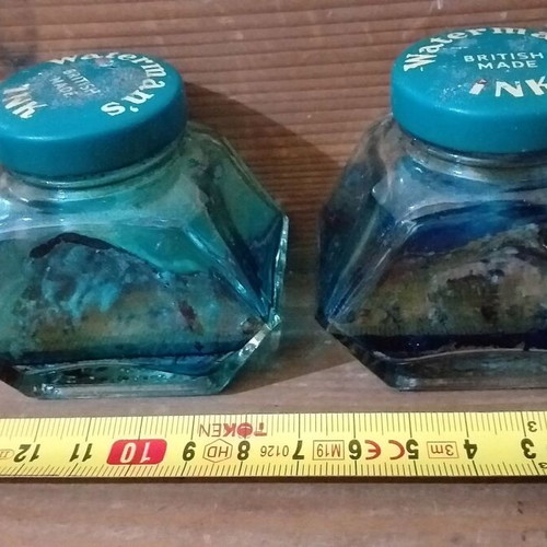 Waterman's collectible ink bottles used, set of 2