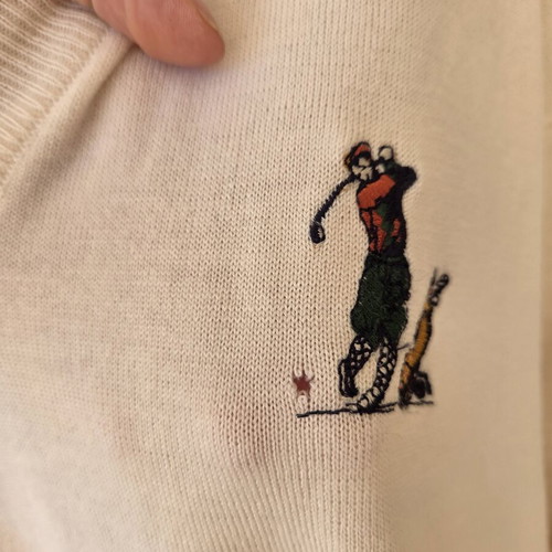 Burberrys Golf V-Neck Sweater used, vintage cream with embroidered logo