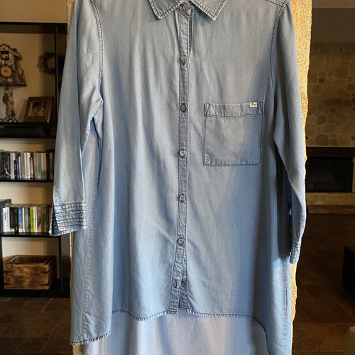 Edward’s asymmetrical denim shirt women’s, new, blue, size M