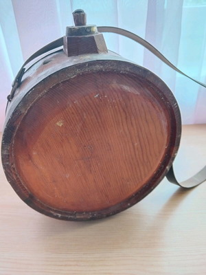 Wooden barrel container used, vintage decorative 19.5 cm