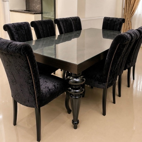 Luxury ebony wood dining set for 8, like new