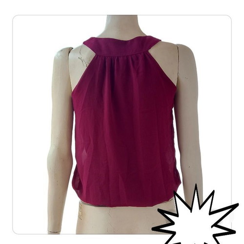 Embroidered blouse XS balloon fit with silver beads red wine color
