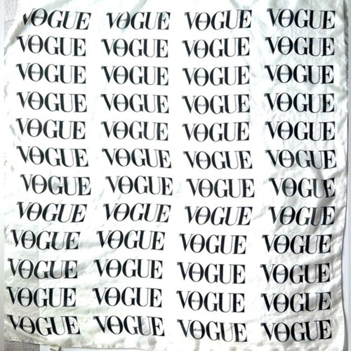Vogue Hellas silk scarf new, black letters on white background