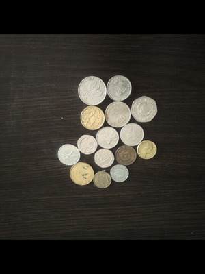 Foreign coins and Greek drachma coins used, various kinds