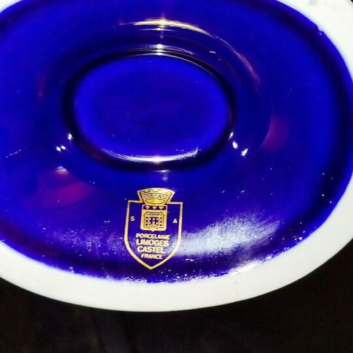 Limoges porcelain vase like new, dark purple with gold details