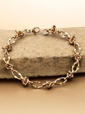 Steel Bracelet 16cm new, gold color, hypoallergenic