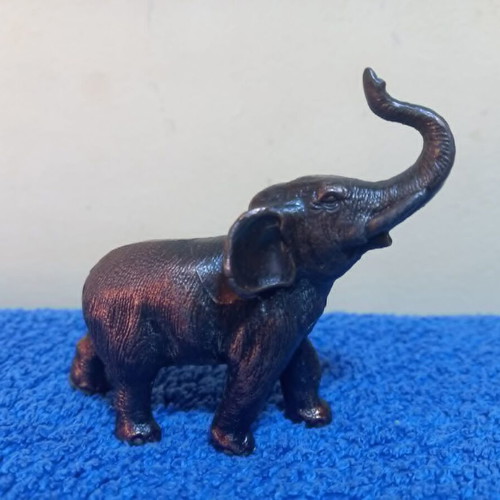 Small cast metal elephant figurine used, dark bronze finish