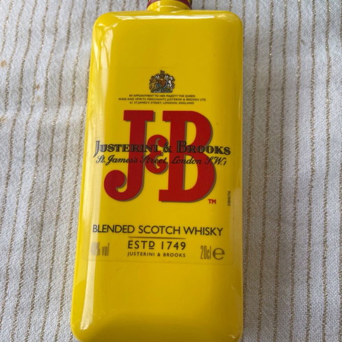 J&B whiskey plastic flask used, collectible