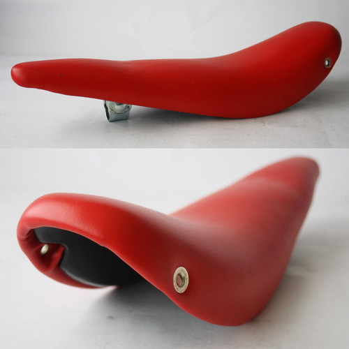Vintage 80's San Marco red saddle for old chopper bicycle 47cm Italy new